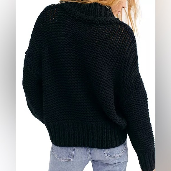Free People 'My Only Sunshine' Chunky Knit
Mock Neck Sweater in Black Medium - Picture 4 of 15